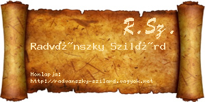 Radvánszky Szilárd névjegykártya