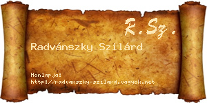 Radvánszky Szilárd névjegykártya